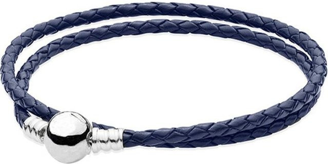 POMOiii Schlangen-Armband, 925 Silber, Leder, Perlen-Charm, Damen, 20 cm - Bild 1