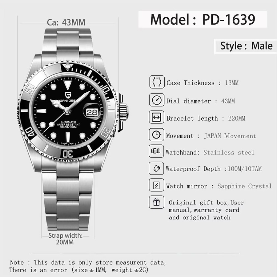 PAGANI DESIGN Armbanduhr, Automatik, Edelstahl, Keramik-Lünette, Herren - Bild 6