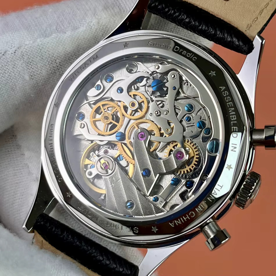 Hanboro Chronograph, Handaufzug, Edelstahl, 40 mm, Leder, Herren - Bild 3