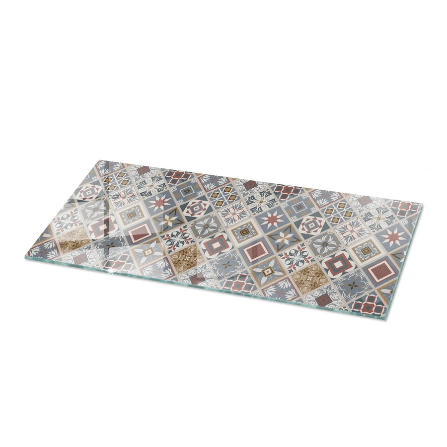 Tulup Couchtischplatte aus Glas mit Mosaikmuster und Ornamenten in Grau und Multicolour, B/T: 125 x 50 cm - Bild 2
