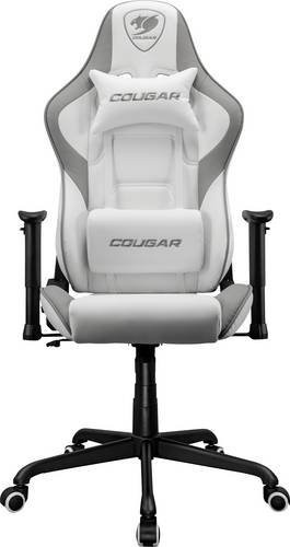 Cougar Armor Elite Gaming-Stuhl in Weiß und Grau mit Kopfstütze und verstellbarer Gewichtsanpassung - Bild 1