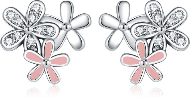 MISEFF Ohrstecker 925 Silber, rosa Gänseblümchen, Zirkonia - Bild 1