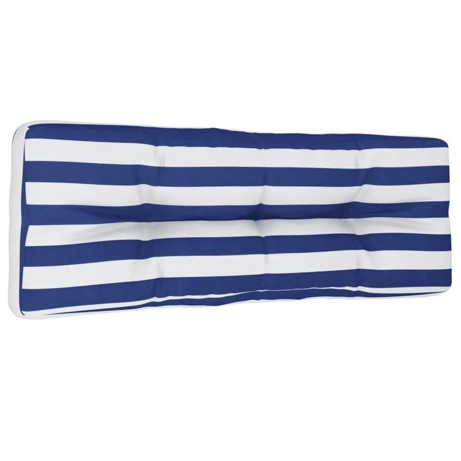 vidaXL Palettenkissen im maritimen Design, Blau Weiß Gestreift, B/T/H: 120 x 40 x 12 cm, wasserabweisend und UV-beständig aus Polyester - Bild 2