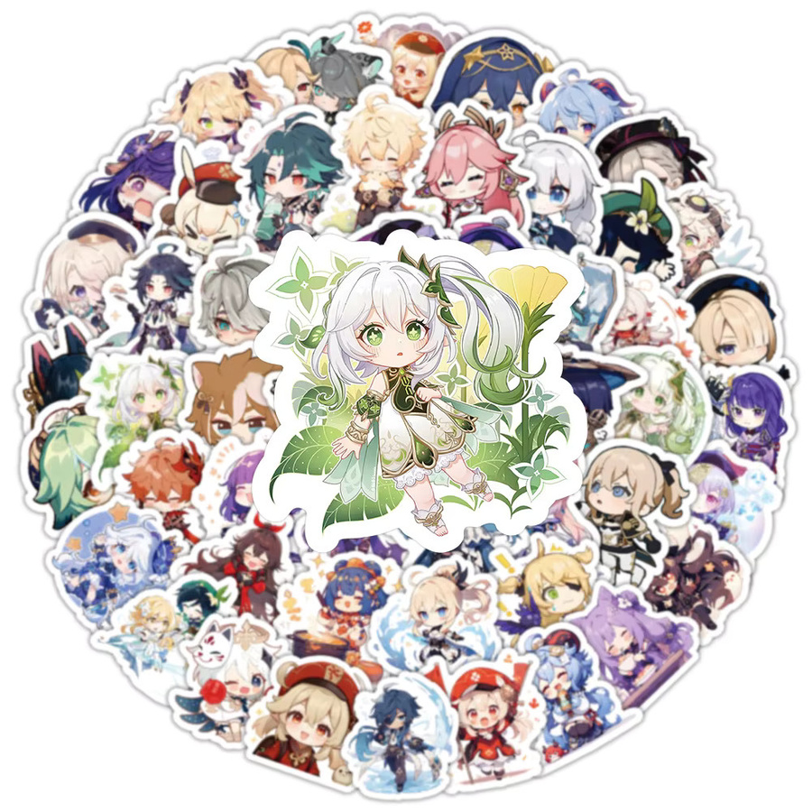 Kpustyle Kawaii Genshin Impact Anime Aufkleber Set in Multicolour für Laptop, Koffer und Scrapbooking - Bild 2