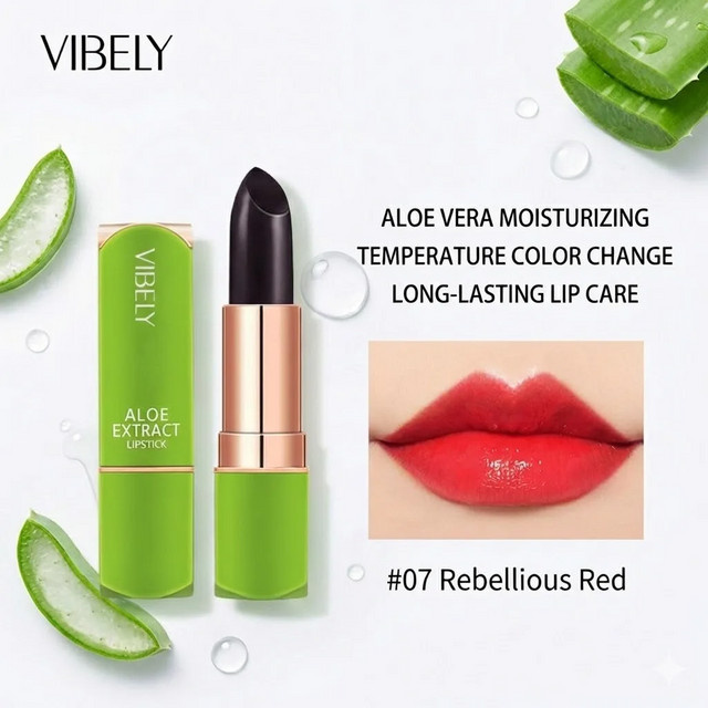 VIBELY Lippenbalsam Aloe Vera, #07 Rebellious Red, Glänzend, Unisex - Bild 1