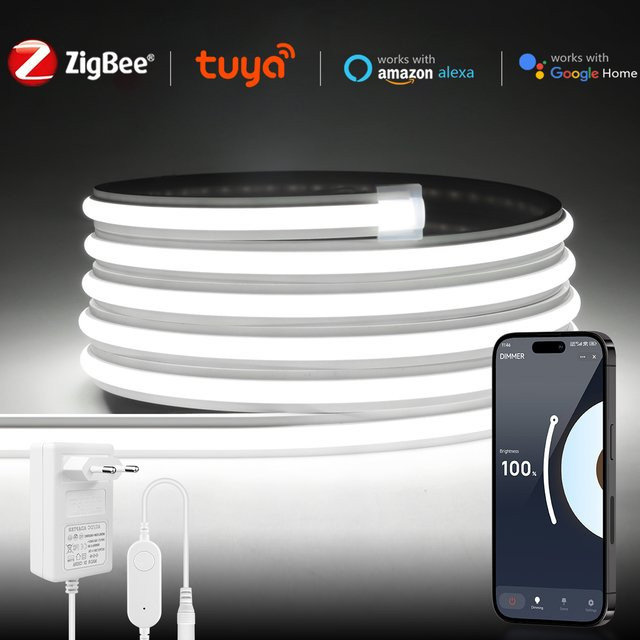 Rybakov COB LED-Streifen in Weiß, dimmbare Silikon Unterbauleuchte mit ZigBee, Tuya und WLAN für Küche und Möbel - Bild 1