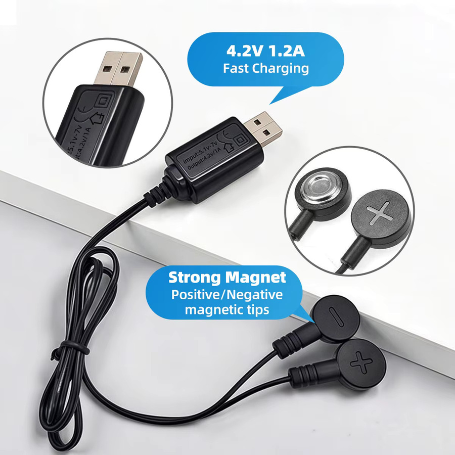 FONKEN Universal-Ladegerät für Lithium-Batterien 18650 16340 26650 mit magnetischem USB-C Anschluss, Schwarz - Bild 4