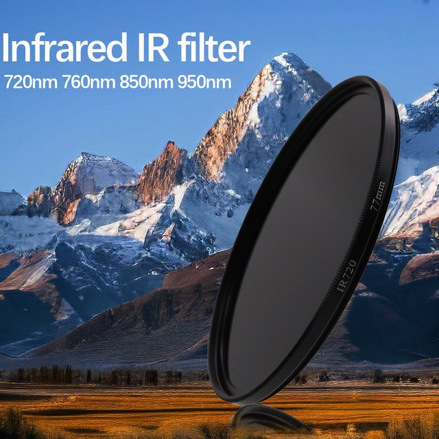 Infrarot-IR-Filter für SLR und DSLR Kameraobjektive in Schwarz, erhältlich in den Durchlasswellenlängen 720nm, 760nm, 850nm und 950nm, Durchmesser: 46mm, 49mm, 52mm, 58mm, 62mm, 67mm, 72mm oder 77mm - Bild 1