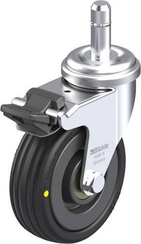 Blickle Lenkrolle LRA-VPA 75K-FI-EL-ES mit Feststeller in Schwarz und Silber, Rad-Durchmesser: 75 mm, Tragfähigkeit: 45 kg - Bild 1