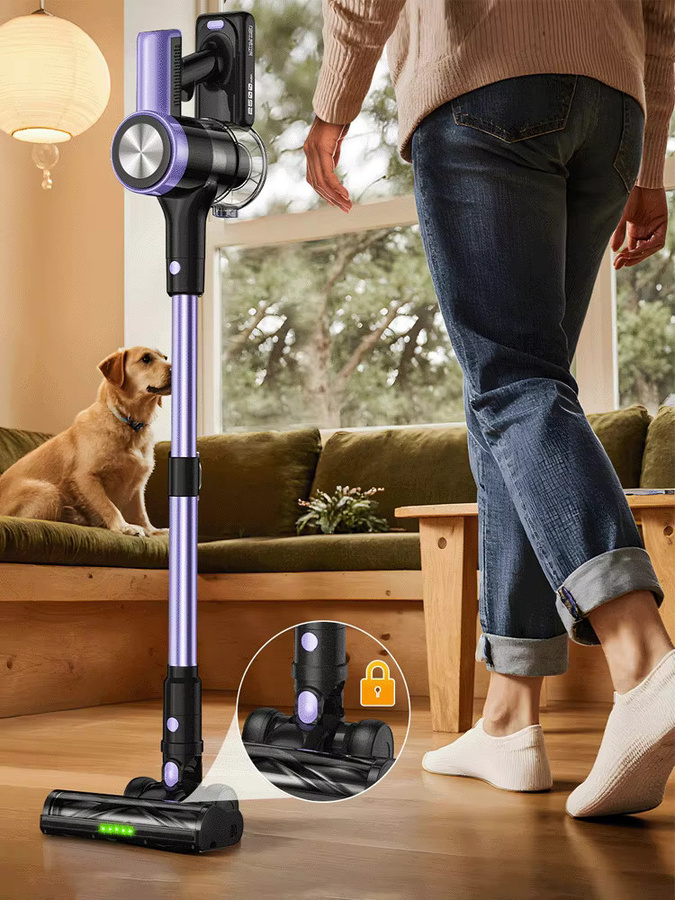 SUXIANGVAC Kabelloser Standstaubsauger in Schwarz mit 500W Leistung, 55KPA Saugkraft, 60 Minuten Akkulaufzeit, Smart-LED-Display und Beutellose Technologie für Teppiche und Tierhaare - Bild 4
