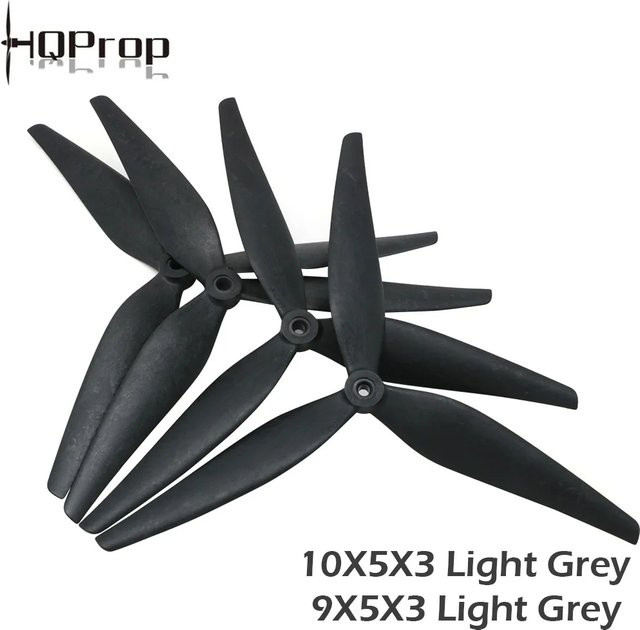 2 Paar HQProp 3-Blatt Propeller aus schwarz carbonverstärktem Nylon für RC FPV Drohnen in 9 und 10 Zoll - Bild 1