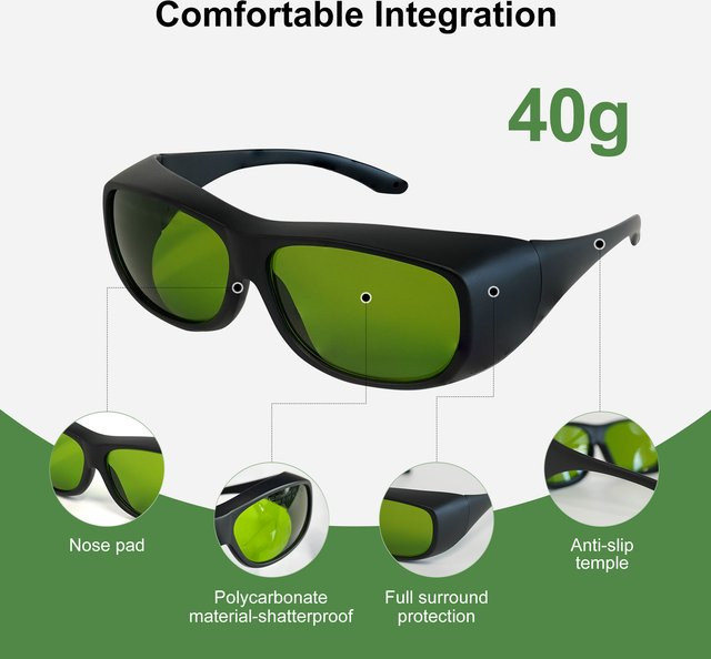 Professionelle Laserschutzbrille OD7+ für Wellenlängen 800-1100nm und 1000-1090nm in Schwarz - Bild 1