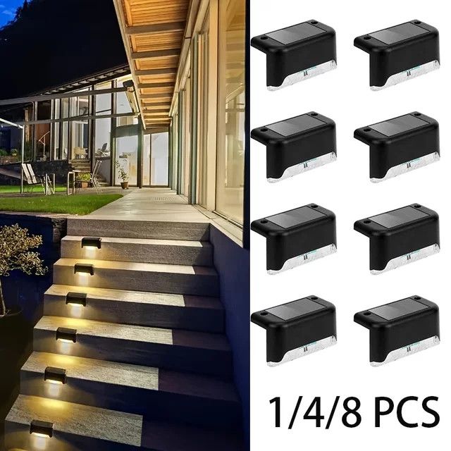 XIWANGFIRE Solar-Wegeleuchte mit warmweißer LED für den Außenbereich, wasserdichte Garten-Stufenleuchte und Terrassenbeleuchtung - Bild 1