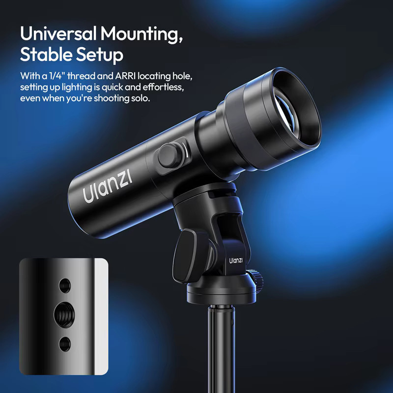 Ulanzi LM01 RGB Fotografie-Taschenlampe in Schwarz mit 7500 mAh und 20 Gobos-Filtern für Videoaufnahmen - Bild 4