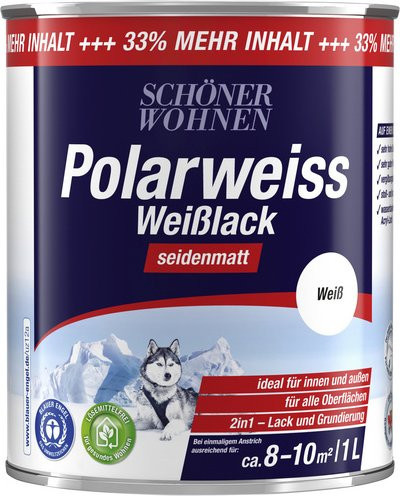 Schöner Wohnen Weißlack Polarweiss, Farbe Weiß, seidenmatt, 1 l - Bild 1