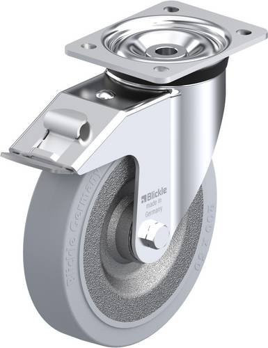 Blickle Lenkrolle LK-SE 200K-FI-SG mit Feststeller in Silber und Grau, Rad-Durchmesser: 20 cm, Tragfähigkeit: 600 kg - Bild 1