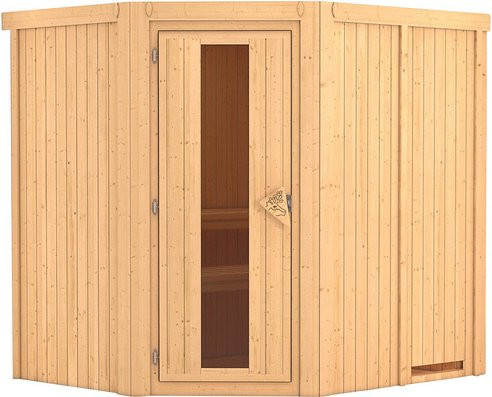 Karibu Sauna Maardu für 3 Personen aus Fichtenholz in Beige ohne Ofen B: 198 cm, T: 170 cm, H: 196 cm - Bild 1