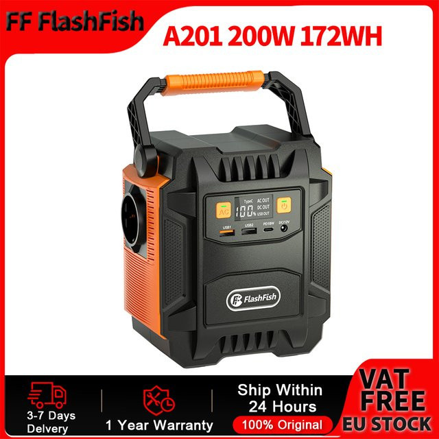FF Flashfish Tragbares Kraftwerk 200 W Solargeneratorbatterie mit 172,8 Wh Kapazität, 230 V AC-Steckdose und LED für Wohnmobil und Solarpanels - Bild 1