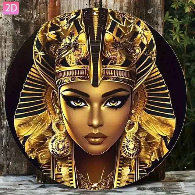 CIFBUY Vintage Ägyptische Goldene Göttin Wandplakette aus Metall, Rund, Durchmesser: 20 cm - Bild 1