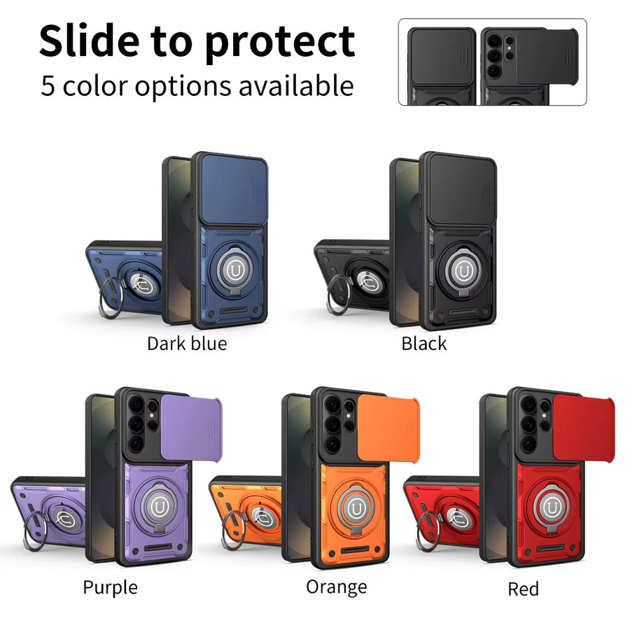 Magnetische 360 Grad Ring-Kickstand Handyhülle mit Schiebe-Kameraabdeckung für Samsung Galaxy S26 Ultra S25 Plus S24 FE A57 A37 A17 A07 in Blau - Bild 2