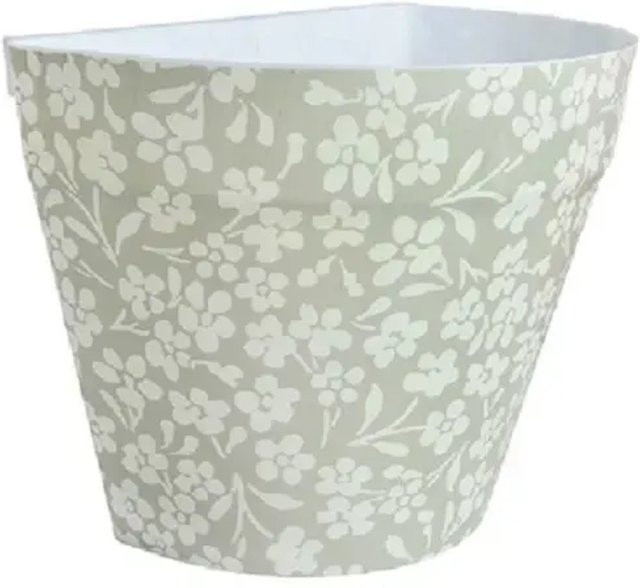Jet-Line 3er Set Blumentöpfe Halbrund mit Blumenmuster in Grau-Weiss für Balkongeländer - Bild 1