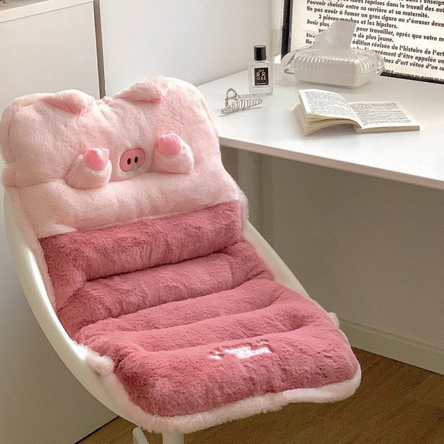Kawaii Plüschkissen in Pink als ergonomische Rückenlehne und Sitzpolster für Stuhl und Büro - Bild 1
