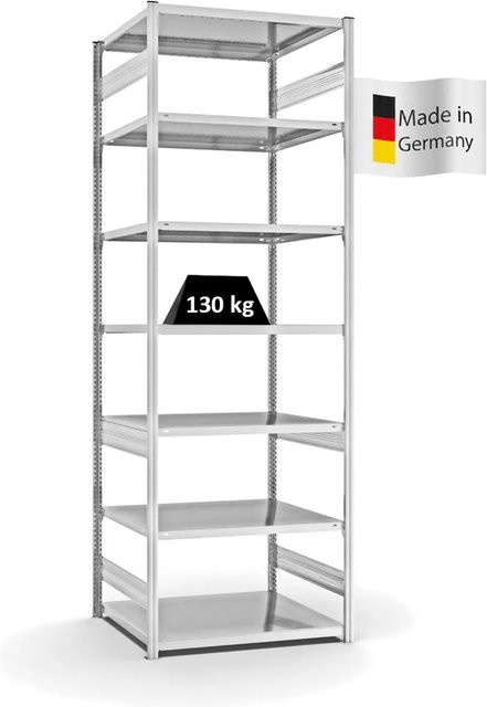 PROREGAL Fachbodenregal Stecksystem T-Profil Light-Duty Grundregal, 7 Ebenen, Lichtgrau, H x B x T: 300 x 100 x 80 cm - Bild 1