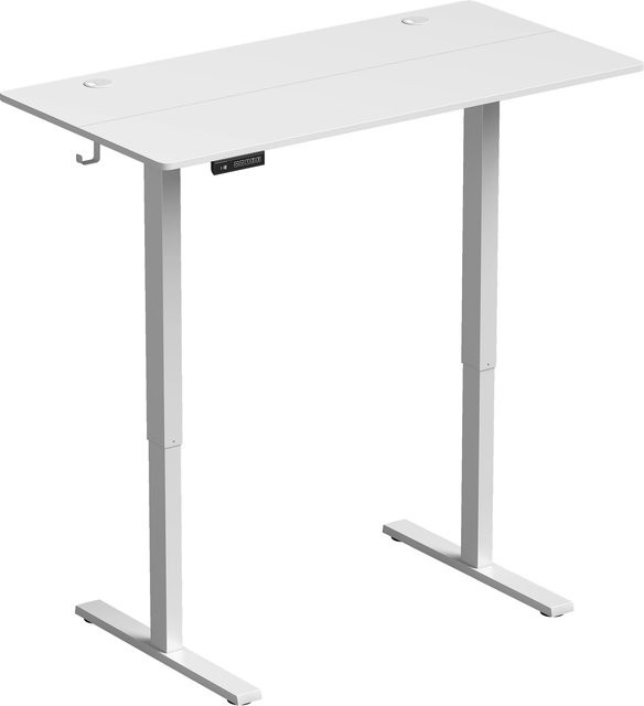 HOMCOM Elektrischer Sitz-Steh-Schreibtisch in Weiß mit LED-Display, 3 Speicherhöhen, Kindersicherung und Anti-Kollisionsschutz, B/T: 120 x 60 cm - Bild 1