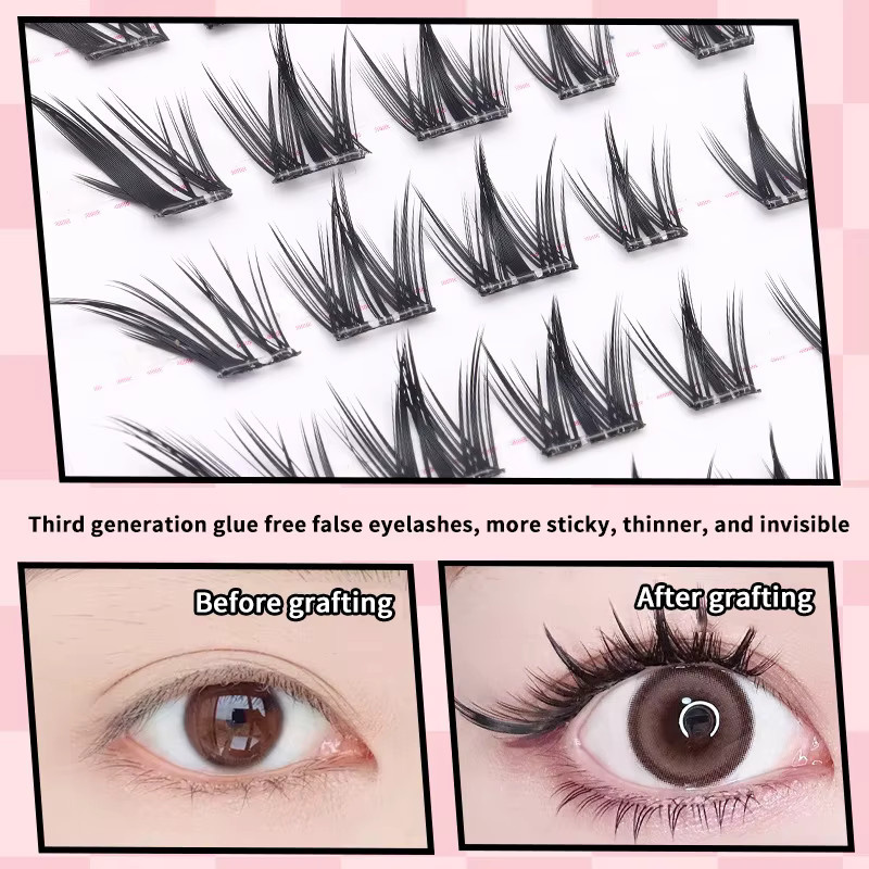 Cappuvini Selbstklebende Wimpern, 80/100 Stück, Fischschwanz-Sonnenblumen-Design - Bild 3