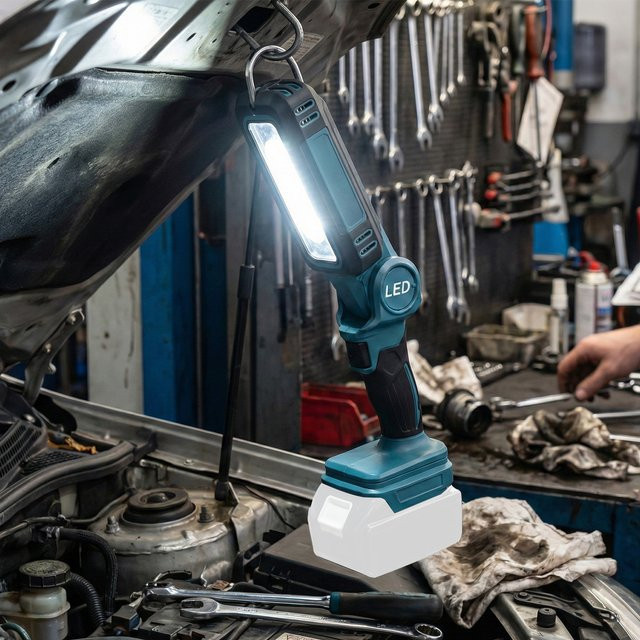 Podofo LED-Arbeitsleuchte mit schwenkbarem Kopf und einstellbarer Helligkeit für Makita-Akkus - Bild 1