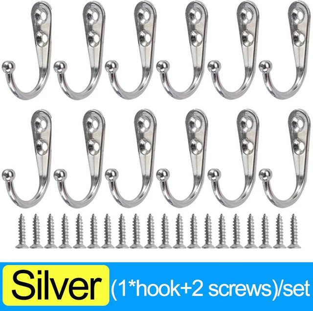 50 Stück Wandhaken aus Zinklegierung in Silber für Küche und Bad inklusive Schrauben zur Wandmontage - Bild 1