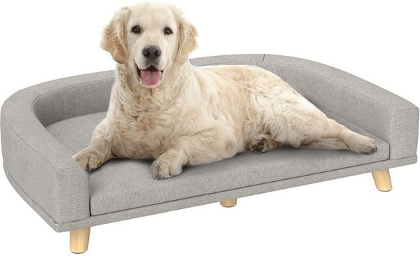 PawHut Hundesofa für große Hunde mit Kissen und Kiefernholzbeinen in Grau