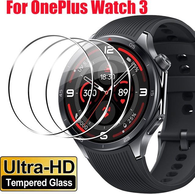 OnePlus Displayschutzfolie Glas, Schwarz, OnePlus Watch 3 - Bild 1
