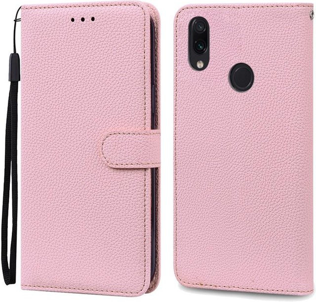 Xiaomi Redmi Note 7 Pro Leder-Brieftasche Flip-Hülle in Pink - Bild 1