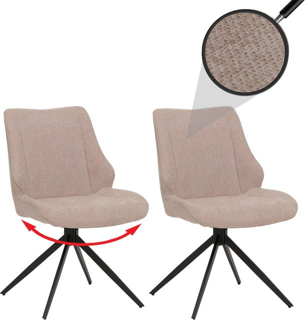 2er-Set MCW Esszimmerstuhl O48 in Beige mit Textil Chenille und Auto-Return Funktion - Bild 1