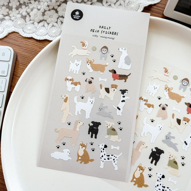 Suatelier Happy Dogs Mung Mung Papieraufkleber für Scrapbooking und DIY Journaling, Mehrfarbig - Bild 1