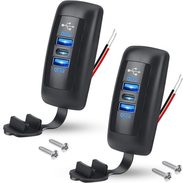 KEBIDUMEI Autoladegerät 12V/24V Schnellladebuchse QC3.0+PD USB-Steckdose mit USB-C, Schwarz - Bild 1