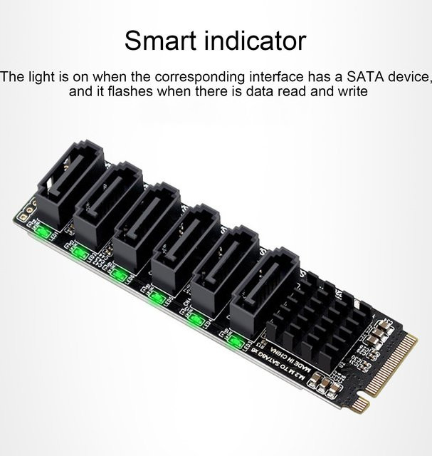 YOUTHINK M.2 auf SATA 3.0 Adapterkarte ASM1166 High Speed PCIe Erweiterungskarte in Schwarz - Bild 1