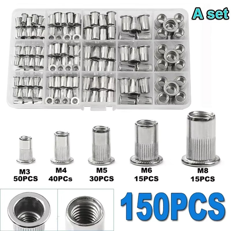 YISEONG Nietmuttern Pistole Set mit 150 Stück Dornen für M3, M4, M5, M6 und M8 sowie Flathead-Schrauben zur Reparatur von Pop-Muttern - Bild 2