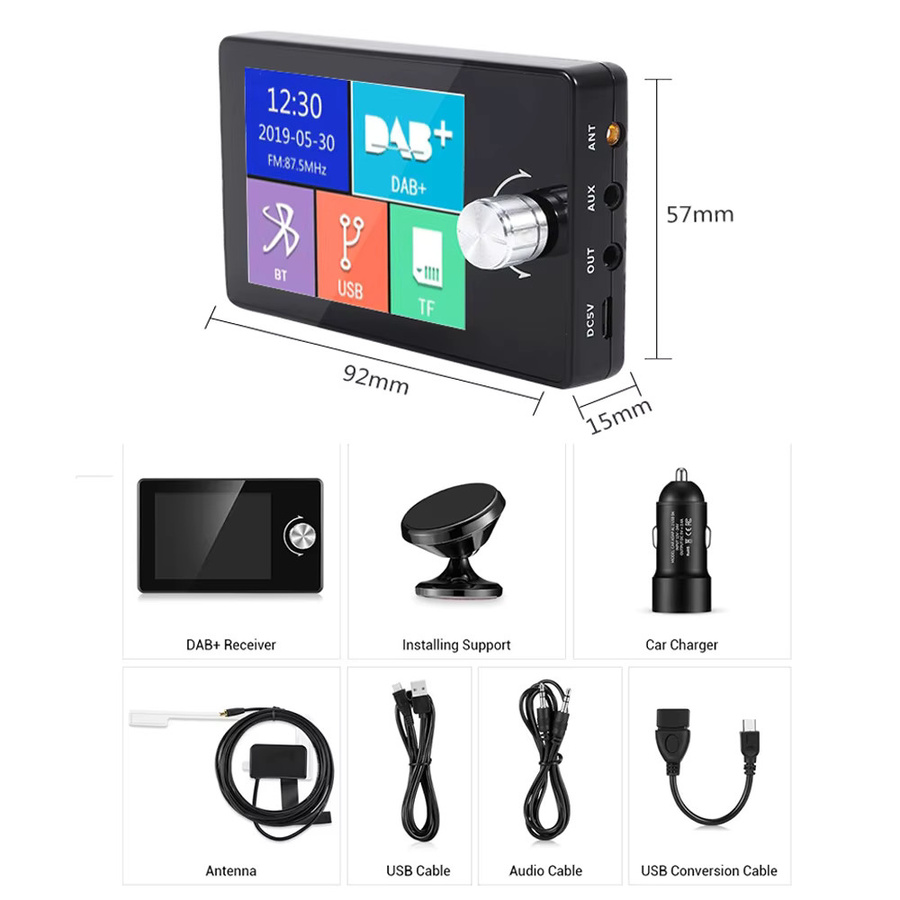 Icreative Digitaler DAB/DAB+ Radio Empfänger mit 2,8-Zoll-Farbbildschirm für europäische Autos, FM-Transmitter, MP3 und AUX, Schwarz - Bild 6