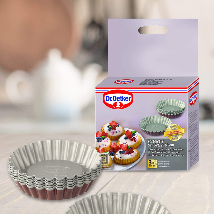 Dr. Oetker Muffin-Form, rund, Durchmesser: 10 cm, 6 Stück, rot/grau, Antihaftbeschichtung - Bild 2