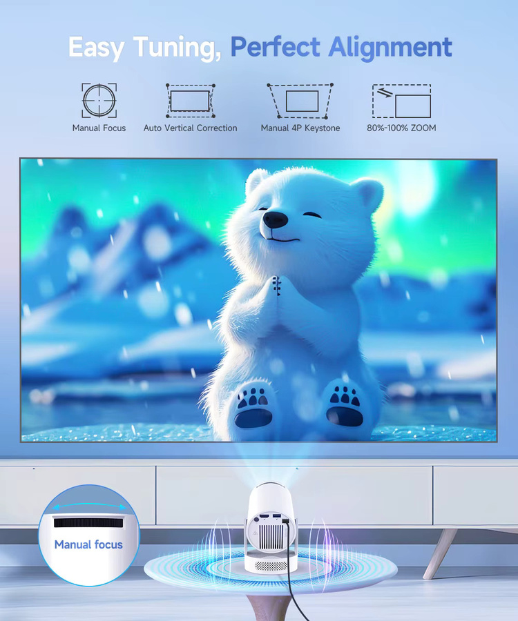 Magcubic HY300 Pro+ Outdoor-Projektor in Weiß mit 8000 Lumen, Android 14, WiFi 6, Bluetooth 5.4 und 5W HiFi-Lautsprecher - Bild 2