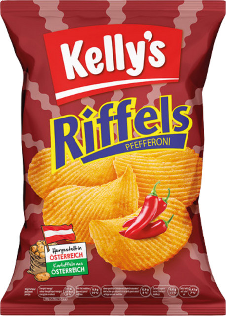 Kelly's Riffels Pfefferoni Chips 130 g - Bild 1