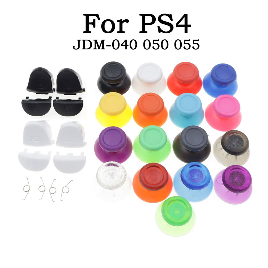 TingDong Ersatzteil-Set für PS4 Pro und PS4 Slim mit Trigger-Tasten L1 R1 R2 L2 und Joystick-Daumenstick-Kappen in Multicolour - Bild 2