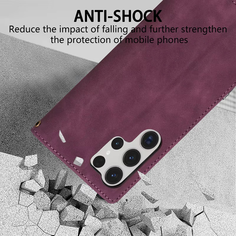Magnetische Leder-Brieftasche als Flip-Hülle für Samsung Galaxy S25 S24 FE S23 Ultra A15 A16 A17 A35 A36 A53 A54 A55 A56 in Braun und Lila - Bild 5
