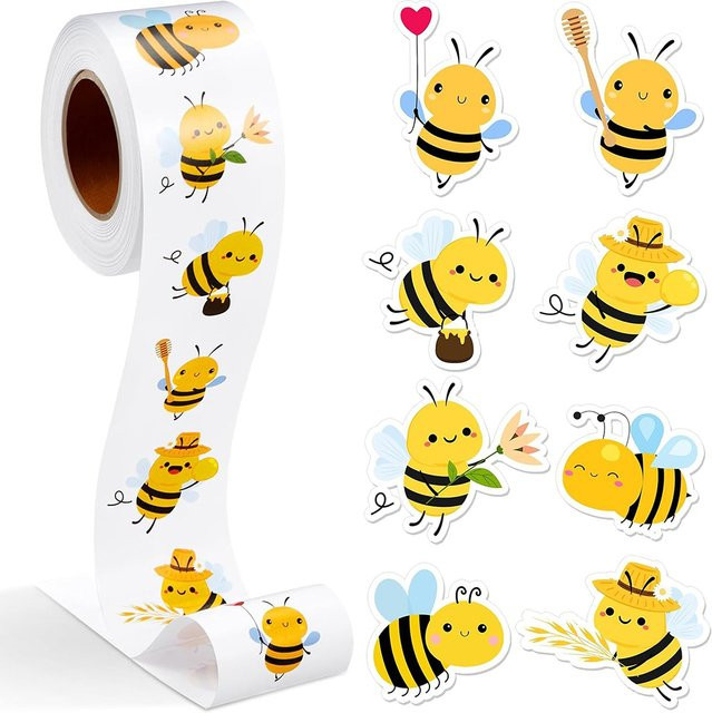Charile Cartoon-Bienen-Aufkleber, 500 Stück wasserfeste selbstklebende Tier-Aufkleber in Mehrfarbig für Kinder und Schreibwaren - Bild 1