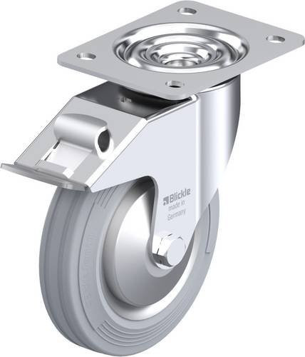 Blickle Lenkrolle 527119 LE-VE 160R-FI-SG-FA mit Feststeller, Farbe Silber, Rad-Durchmesser: 16 cm, Tragfähigkeit: 135 kg - Bild 1