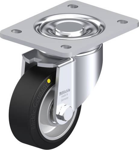 Blickle Lenkrolle LH-ALEV 100K-3-EL in Schwarz und Silber mit Schraubbefestigung, Rad-Durchmesser: 100 mm, Tragfähigkeit: 200 kg - Bild 1