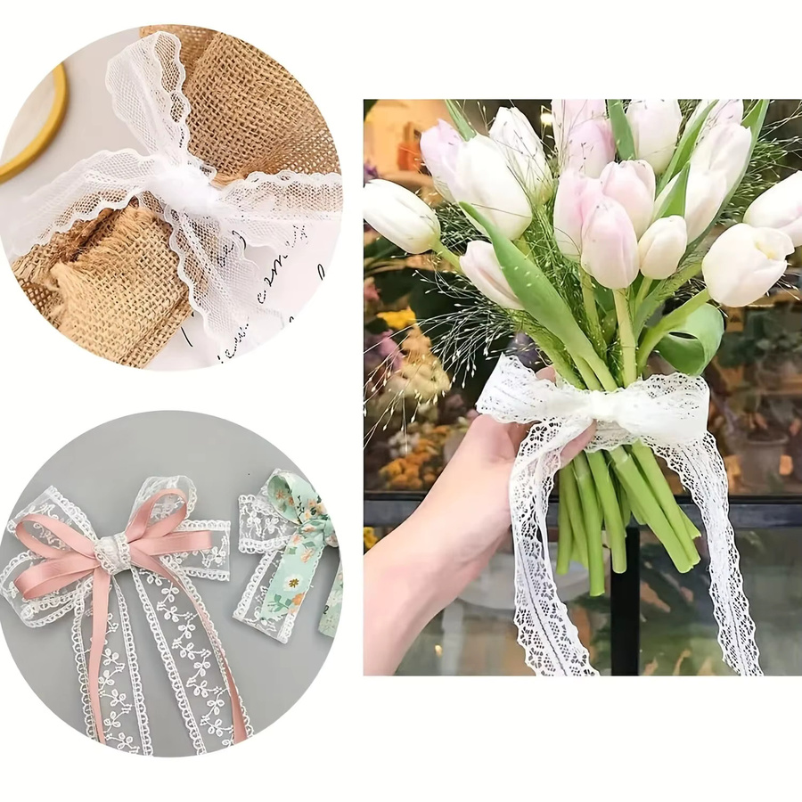 Weißes Spitzenband für Geschenkverpackungen, Hochzeitsdekoration und Bastelarbeiten, 10,9 Yards - Bild 4