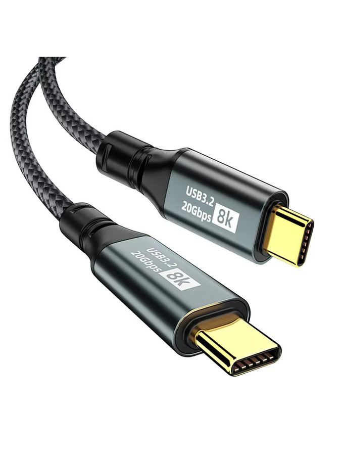 USB-C auf USB-C Datenkabel Thunderbolt 3, 8K 60Hz, PD 100W, USB 3.2 20Gbps, Schwarz - Bild 7